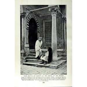   c1920 BEGGARS TUNIS MOSQUE PEOPLE TEMPLE ARCHITECTURE
