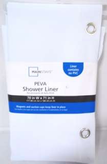 Mainstays   White PEVA Shower Curtain Liner   New  