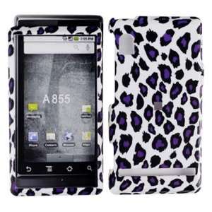   Hard Crystal Snap on Case for Motorola Droid A855   Grey Leopard Print