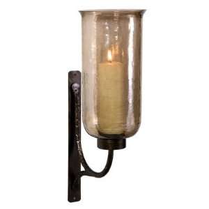  IMAX Worldwide Large Iron Wall Sconce w/ Hammered Glass 