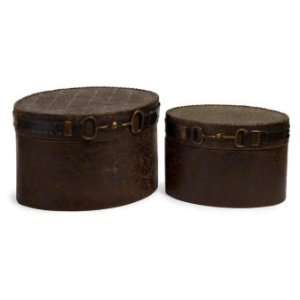  Western Style Set Of 2 Decorative Boxes Featuring An Equestrian 