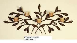 Wrought Iron metal Wall Scupturer candle holder 48x21  