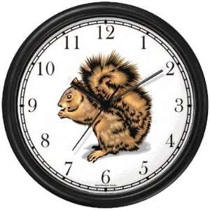 Brown Squirrel Animal Wall Clock by WatchBuddy Timepieces (White Frame 
