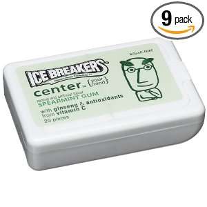 Ice Breakers Center Spearmint Gum, 1.05 Ounce Boxes (Pack of 9)
