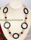   Yellow Onyx Agate Freshwater Pearl 5 Flowers Necklace 18  