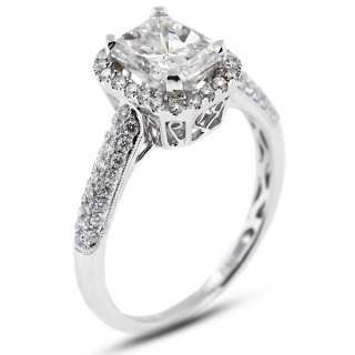   Cut D SI1 Radiant Diamond 18k Gold Halo Engagement Ring 3.18gm  