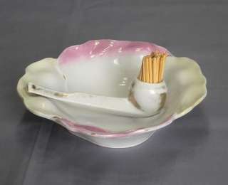 VINTAGE Ceramic PIPE Ashtray with Match Holder GERMANY  