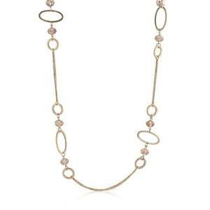  14k Worn Gold Bonded Double Strand Statement Necklace with 