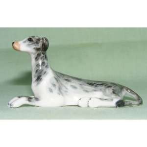  LUCHER Dog Grey/White Greyhound MINIATURE Figurine Lays 