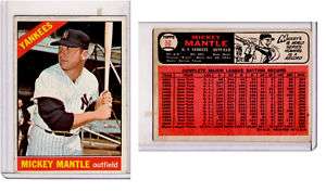 1966 Topps Mickey Mantle Outfield Yankees Card  