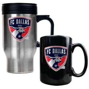 FC Dallas MLS Stainless Steel Travel Mug and Black Ceramic 