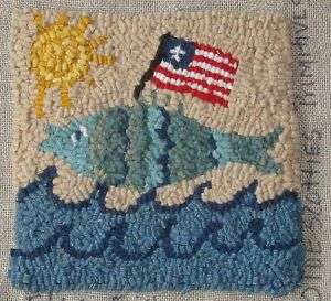 RUG IN A DAY~PRIMITIVE RUG HOOKING PATTERN~FLAG FISH  