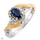 10 Kt Solid White Gold Sapphire and Diamond Ring Sz 8.5 Weight 3.7 