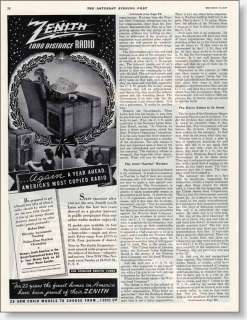 1937 Zenith long distance most copied radio vintage AD  
