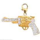 FindingKing 14K Gold 1/10ct HIJ Diamond Gun Spring Ring Charm