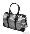 You are viewing a Pewter Metallic & Black Stud Large Satchel Tote 