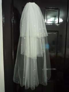 New White Wedding Bridal Veil Comb 3 layers Veil  