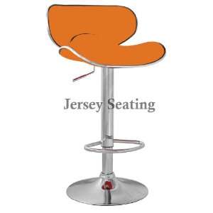 Set Of 2 JERSEY SEATING Orange Leather Bar Stool Counter 