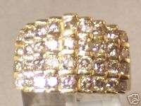 SOLID GOLD COCKTAIL RING WIDE DIAMOND BAND 2 CARATS  