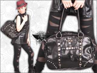 P054NP Black Stud Punk Rock Gothic Tote Shoulder Bag  