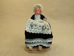 Vintage Granny in a Rocking Chair Doll Figure *  
