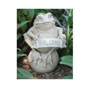 Frog On The Ball With Welcome Sign Stone 