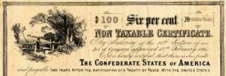 CIVIL WAR 1864 CSA $100 CONFEDERATE Ratification BOND NR  