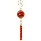 Paul Minor Striped Red Glass Ball Christmas Ornament With Tassel