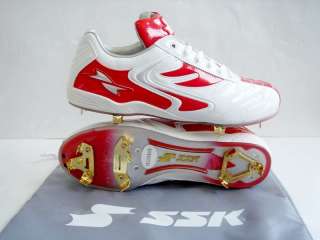 SSK Professional Baseball Metal Cleats White Red Mens Sz 11 Free Ship 