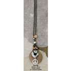   Moon N47648 Sterling Silver Wood Jasper and Abalone Leather Necklace