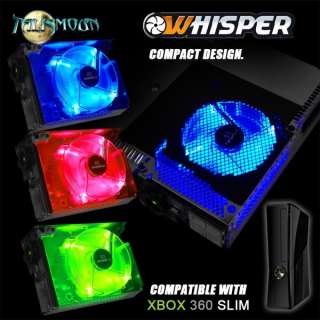 New Talismoon Whisper Fan for Xbox 360 Slim   Red, Green, or Blue LEDs 
