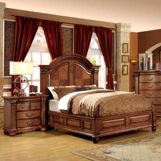 Solid Wood Bellagrand Antique Tobacco Oak Finish 6 Piece Bedroom Set 