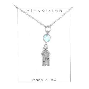 Clayvision Monkey Charm Necklace with Birthstone/Favorite Color 