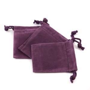  Plum Velour Small Gift Pouch Set of 3   2 Inches Jewelry