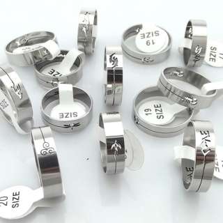   lot 50x mixed hollow pattern polish stainless steel ring  