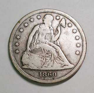 1860 O SEATED DOLLAR FINE NICE ORIGINAL  
