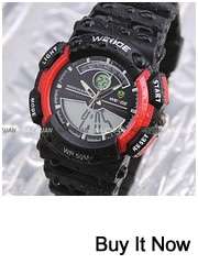 44MM WEIDE Black Sport Men Stainless Steel Wrist Watch  
