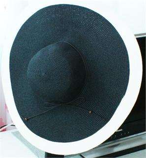   brim floppy gardening summer beach straw hat cap blackSun Hat  