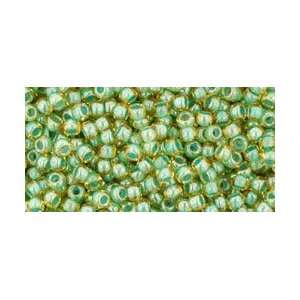  Toho 11/0 Glass Seed Beads   Inside Color Topaz/Mint Julep 