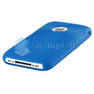 Blue Silicone Case+Privacy Guard for iPhone 3 G 3GS OS  