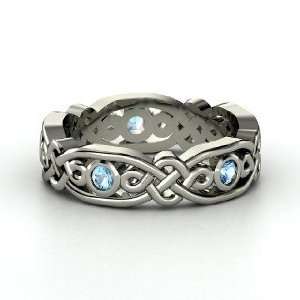 Brilliant Alhambra Band, Sterling Silver Ring with Blue 