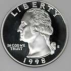 1998 S Washington Quarter 90% Silver   Gem Proof DCam