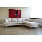   Contemporary Off White MicroFiber Sectional Sofa with Pillows