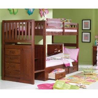 Stair Step Bunk Bed with 3 Drawer Bunk Pedestal