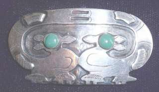Peruvian sterling silver turquoise pin G Laffi  