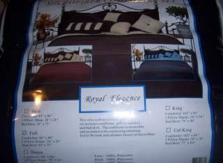 Royal Elegance Microfiber Full Comforter Set Blue NEW  