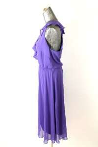purple LANE BRYANT sleeveless ruffle dress v neck mid calf thin plus 