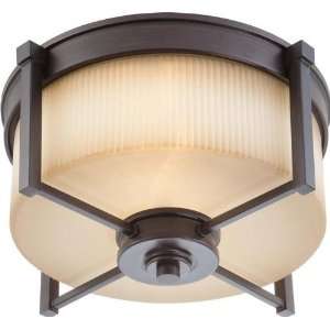   Inc 60/4611 Wright   2 Light Medium Flush Fixture w/ Amaretto Glass