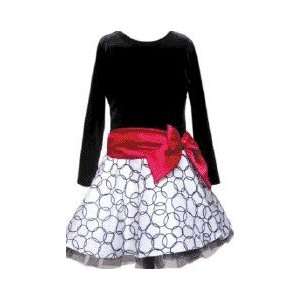  Black and White Velvet Bow Dress (2T)   H754181 