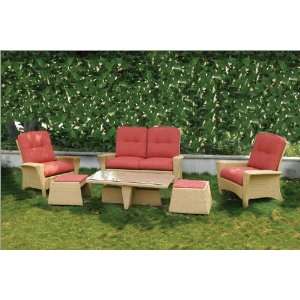 Sabbia Wicker Lounge Set With Coffee Table And Ottomans 